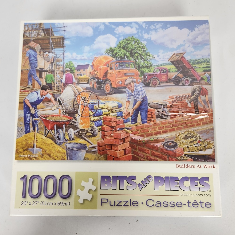 New Sealed Bits and Pieces 1000 Pc Puzzle "Builders At Work"‎ 20" x 27"